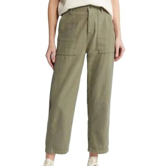 The Great Vintage‎ Straight Relaxed Fit Pants Flat Front Pockets Green Women 28 - Picture 1 of 16